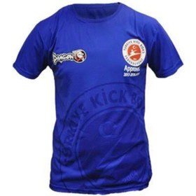 تصویر تجهیزات بوکس آبی مردانه و زنانه Blue Kick Boxing T shirt Dragon 