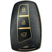 تصویر کاور ریموت و سوئیچ خودرو ام آر جی مدل 293 طرح چرمی مناسب برای هیوندای سانتافه - مشکی 