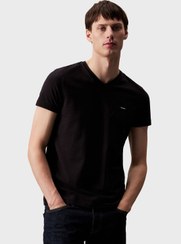 تصویر تی‌شرت یقه V با لوگو برند Calvin Klein Logo V-Neck T-Shirt