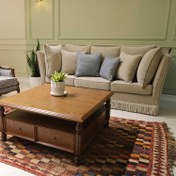 تصویر مبل فرانسوی مهرآسا با کاناپه راحتی کاجی 