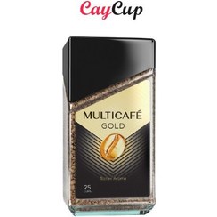 تصویر قهوه فوری گلد مولتی کافه multicafe شیشه ای وزن 50 گرم multicafe coffee gold weghit 50gr