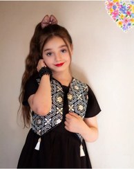 تصویر پیراهن سوزندوزی مجلسی مشکی دخترانه - طرح Black dress shirt for girls