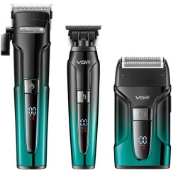 تصویر ست ماشین اصلاح وی جی آر مدل V-694 با برش مستقیم و استیل ضد زنگ 