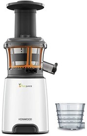 تصویر KENWOOD Slow Juicer Cold Press Juicer 150W Juice Extractor with Wide Feed Tube, Juice Jug, Pulp Container, Anti Drip, Extra Sieve, Cleaning Brush, Sorbet, Rinse Clean Function JMP601WH White/Grey 