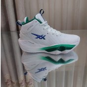 تصویر کفش کتونی ساق بلند والیبال بسکتبال اسیکس مدل نوا سورج سورژ asics NOVA SURGE 2 کیفیت مستر کوالیتی ویتنام رنگ سفید سبز - ۴۱ asics nova sourge 2