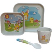 تصویر ظرف غذای 5 تکه کودک کوکو بامبو مدل جوجه وروباه 