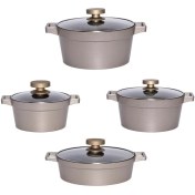 تصویر سرویس قابلمه یونیک مدل UN-8503 ۸ پارچه گرانیتی دیاموند بژ 