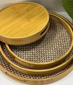 تصویر سینی گرد بامبو‌ - سایز 