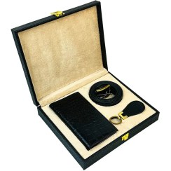 تصویر پک هدیه چرم طبیعی مردانه سه تکه همادیس کد PD405 