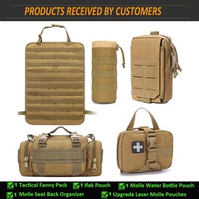 تصویر Molle Seat Back Organizer Tactical Car Seat Organizer with Pouches Tactical Molle Vehicle Organizers Panel Universal Fit Car Khaki - ارسال 15 الی 20 روز کاری 