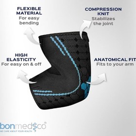 تصویر آرنج بند طبی/ ورزشی برند bonmedico سایز لارج bonmedico Farko, Elbow Brace, Elbow Compression Brace to Promote Circulation, Elbow Brace for Tennis Elbow, Elbow Brace for Tendinitis, for Men and Women (L) (Left/Right)