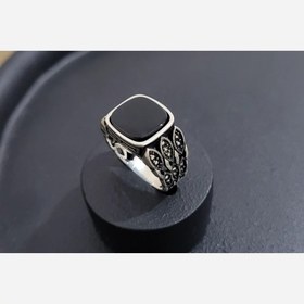 تصویر انگشتر مردانه ترک نگین مشکی نقره 