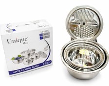 تصویر کاسه استیل ۶ پارچه یونیک مکس مدل UM305 | همراه درب رنده‌دار 