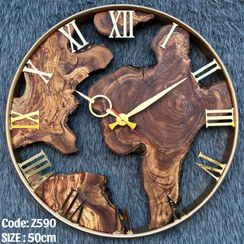 تصویر ساعت دیواری چوبی زیتون Z590 قطر 50cm 