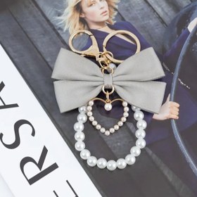 تصویر جاکلیدی پاپیونی قلبی مرواریدی 