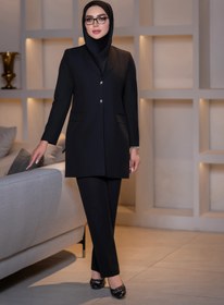 تصویر مانتو و شلوار فیونا کد C-80 رنگ مشکی و سورمه ای 