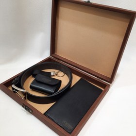 تصویر ست چرمی‌ دست دوز مردانه با جعبه چرمی C146 Leather gift set