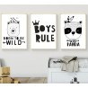 تصویر ست سه تایی تابلو برای اتاق کودک boys rule 