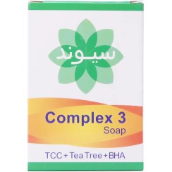 تصویر صابون کمپلکس ۳ سیوند وزن ۹۰ گرم حاوی روغن درخت چای و تری کلوکربان 