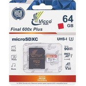 تصویر کارت حافظه microSDXC ویکومن مدل 600x plus کلاس 10 استاندارد UHS-I U3 A1 V30 سرعت 90MBs ظرفیت 64 گیگابایت به همراه آداپتور SD 