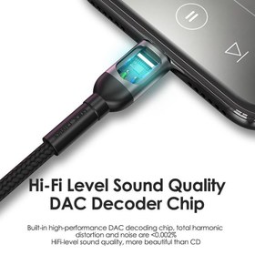 تصویر کابل تبدیل Type-C به AUX فون پلنت 120 سانتیمتر Phone Planet (PP-AUXC) AUX to Type-C 120 BK