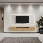 تصویر میز تلویزیون دکو سرو مدل فابرا هایگلس سفید سایز ۲۴۰ 