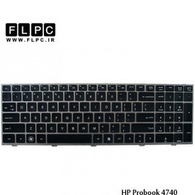 تصویر کیبورد لپ تاپ اچ پی HP Probook 4740 مشکی-با فریم نوک مدادی 