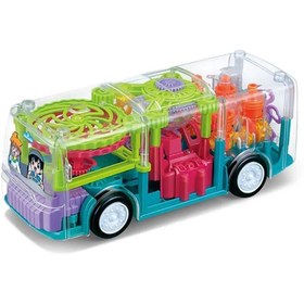 تصویر اسباب‌بازی اتوبوس با چرخ‌های یونیورسال برقی شفاف برند prime Transparent Gear Electric Universal Wheel Bus Toy