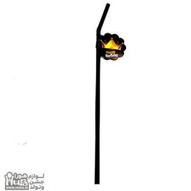 تصویر نی نوش تم تاج مشکی طلایی 12 عددی 