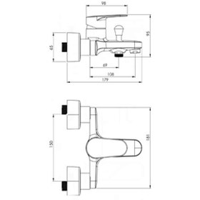 تصویر شیر   حمام    شودر    آلپ   کروم shouder  bath faucet    alps