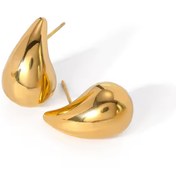 تصویر گوشواره اشکی براق کوچک روکش طلا 