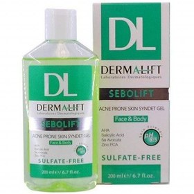 تصویر ژل شستشو صورت و بدن درمالیفت مدل سبولیفت حجم 200 میلی لیتر 