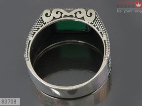 تصویر انگشتر نقره عقیق سبز مردانه مدل ایمان کد 62396 ا Green agate silver ring, Iman model Green agate silver ring, Iman model