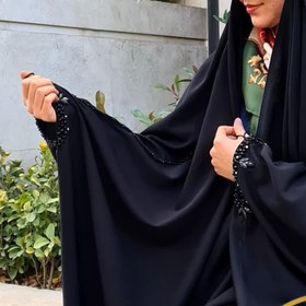 تصویر چادر عربی مشکی ملکه جواهردوزی 