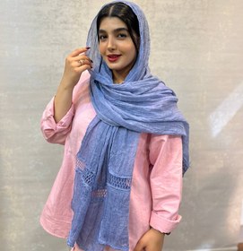تصویر شال دانتل - آبی 