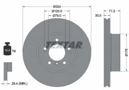 تصویر دیسک ترمز جلو تکستار کد 92122605 مخصوص BMW سری 5 اتاق E60 و سری 6 اتاق E63-E64 