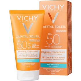 تصویر ضد آفتاب و ضد چروک پوست نرمال تا خشک ویشی VICHY CAPITAL SOLEIL SPF 50 NORMAL TO DRY SKIN 