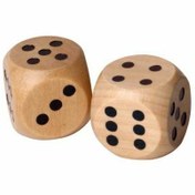 تصویر تاس چوبی مجموعه 2 عددی 