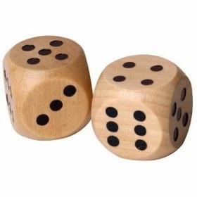 تصویر تاس چوبی مجموعه 2 عددی 