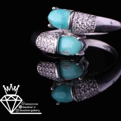 تصویر انگشتردونگین فیروزه نیشابوری نقره زنانه کد519 