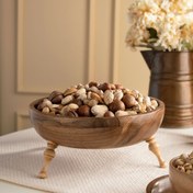 تصویر کاسه پذیرایی پایه فشنگی چوب گردو سایز متوسط 