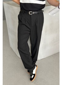 تصویر شلوار پارچه‌ای گشاد با طرح چین‌دار مردانه برند hyman Men's Pleated Baggy Pattern Fabric Trousers