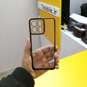 تصویر قاب شفاف دور رنگی Space محافظ لنزدار Honor X8 4G - مشکی 