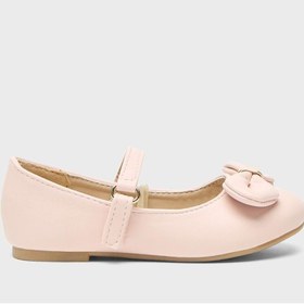 تصویر کفش باله بچگانه با جزئیات پاپیونی و چسبی برند shoexpress Kids Velcro Bow Detail Ballerinas