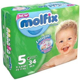 تصویر پوشک مولفیکس سایز 5 بسته 28 عددی molfix