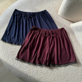 تصویر شورتک کره کره ای لبه گیپور کد ۱۱۲۳ - سرمه ای / فری 