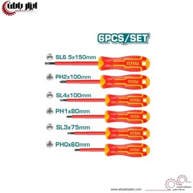 تصویر ست پیچ گوشتی 6 عددی عایق برق 1000 ولت اصلی توتال مدل THTIS566 THTIS566