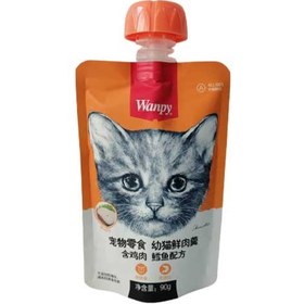 تصویر پودینگ گربه ونپی مرغ و ماهی وزن 90 گرم WANPY cat pudding fish and chicken 90gr