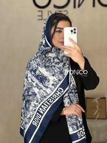 تصویر شال ابریشم DIOR سرمه ای کد2122 