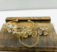 تصویر ست دستبند و انگشتر بچه گانه طرح گل نگین دار 